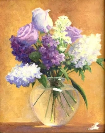 NHAC painting: Carol Walster Robey (20th c), Purple & Blue, $450
