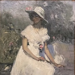 NHAC painting: Clara D. (Simpson) Davidson (1874-1962), The Pink Camellias, $6,500