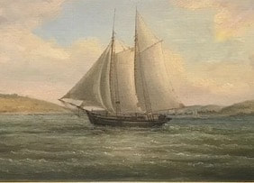 NHAC painting: John White Allen Scott (1815-1907), Fox Island, Maine, 1876, oil on panel, $3,750