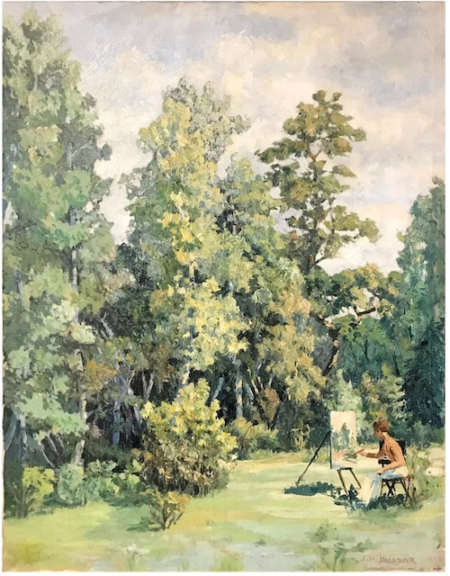 NHAC painting: Joseph Paul Hussar (1911-1993), Landscape with Plein Air Artist, 1932