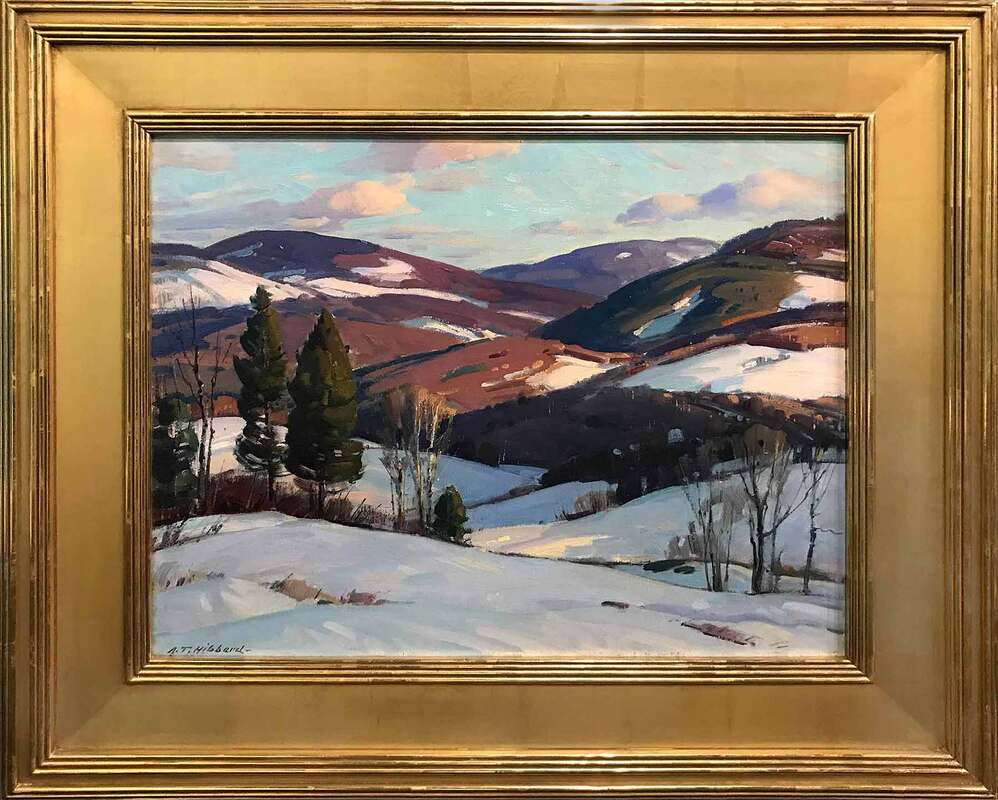 Aldro T. Hibbard (1886-1972), Vermont Mountains painting, oil on board, 