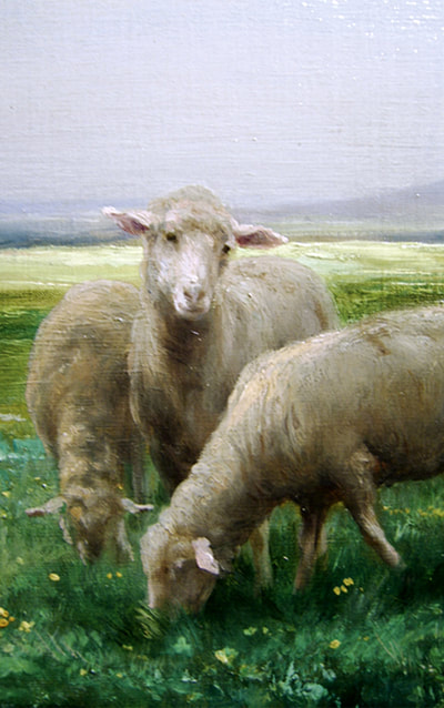 Detail of sheep from a painting by Georges Laugee oil on canvas painting French, 19th century