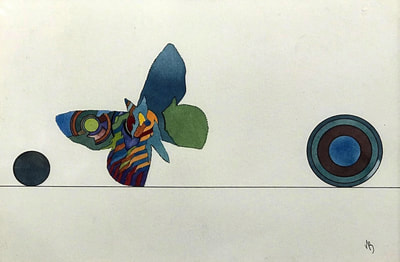 Varujan Boghosian, abstract watercolor of butterfly